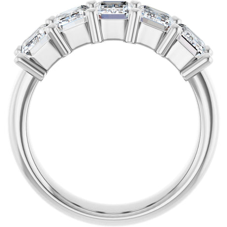 Platinum Emerald Natural Diamond Shared-Prong Five-Stone Anniversary Band – 3 CTW - view 2