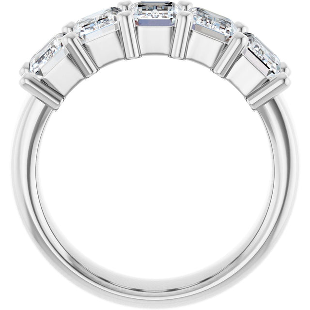 Platinum Emerald Natural Diamond Shared-Prong Five-Stone Anniversary Band – 3 CTW - view 2