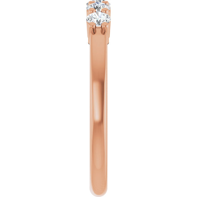 14K Gold Round Natural Diamond Shared-Prong Five-Stone Anniversary Band – 2.75 mm Stones - Rose Gold - view 4