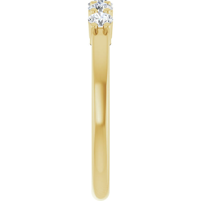 14K Gold Round Lab-Grown Diamond Shared-Prong Five-Stone Anniversary Band – 2.75 mm Stones - Yellow Gold - view 4