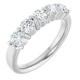 14K Gold Round Lab-Grown Diamond Shared-Prong Five-Stone Anniversary Band – 2.5 mm Stones - White Gold
