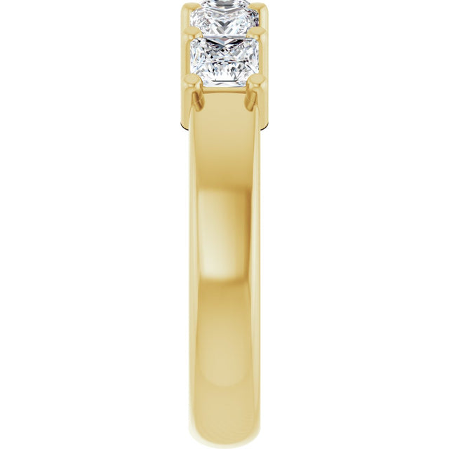 14K Gold Square Lab-Grown Diamond Shared-Prong Five-Stone Anniversary Band – 1/2–1 3/8 CTW - Yellow Gold - view 4