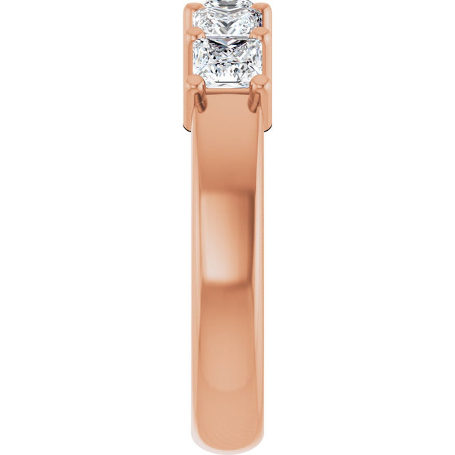 14K Gold Square Lab-Grown Diamond Shared-Prong Five-Stone Anniversary Band – 1/2–1 3/8 CTW - Rose Gold - view 4