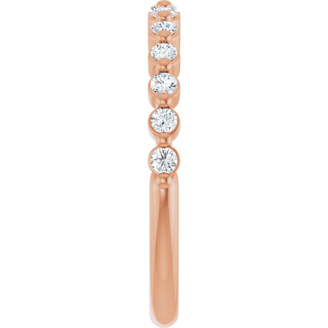 10K Gold Round Lab-Grown Diamond Shared-Prong Anniversary Band – 1/5–5/8 CTW - Rose Gold - view 4