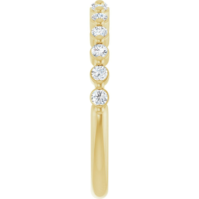 14K Gold Round Lab-Grown Diamond Shared-Prong Anniversary Band – 1.75 mm Stones - Yellow Gold - view 4