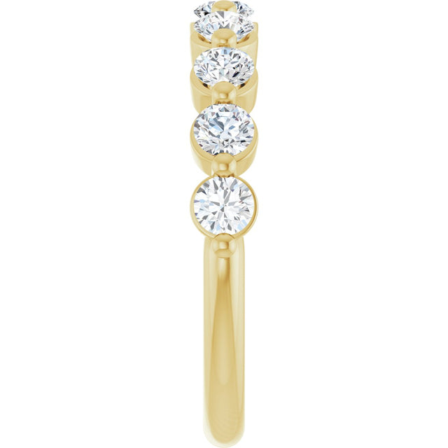 10K Gold Round Natural Diamond Shared-Prong Anniversary Band – 3/4–1 1/2 CTW - Yellow Gold - view 4