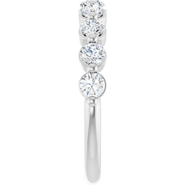 10K Gold Round Natural Diamond Shared-Prong Anniversary Band – 3/4–1 1/2 CTW - White Gold - view 4