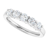 14K Gold Round Lab-Grown Diamond Shared-Prong Five-Stone Anniversary Band – 3.4 mm Stones - White Gold - view 5