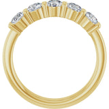 14K Gold Round Lab-Grown Diamond Shared-Prong Five-Stone Anniversary Band – 3.8 mm Stones - Yellow Gold - view 2