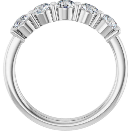 Platinum Round Natural Diamond Shared-Prong Five-Stone Anniversary Band – 3.8 mm Stones - view 2