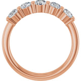 14K Gold Round Lab-Grown Diamond Shared-Prong Five-Stone Anniversary Band – 3.8 mm Stones - Rose Gold - view 2