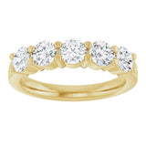 14K Gold Round Lab-Grown Diamond Shared-Prong Five-Stone Anniversary Band – 4.1 mm Stones - Yellow Gold - view 3