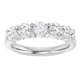 Platinum Round Lab-Grown Diamond Shared-Prong Five-Stone Anniversary Band – 4.1 mm Stones - view 3