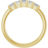 14K Gold Square Natural Diamond Shared-Prong Five-Stone Anniversary Band – 1/2–1 CTW - Yellow Gold - view 2