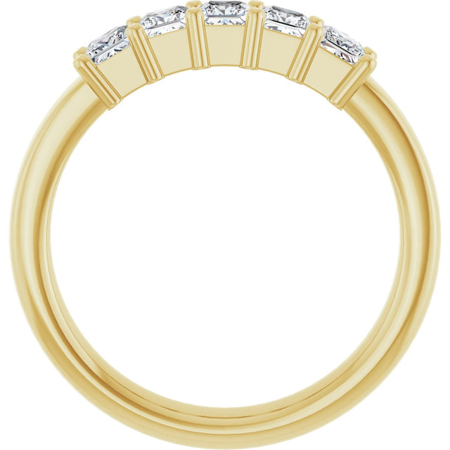 14K Gold Square Lab-Grown Diamond Shared-Prong Five-Stone Anniversary Band – 1/2–1 3/8 CTW - Yellow Gold - view 2