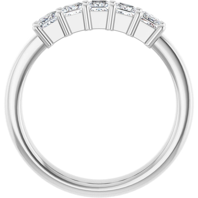 Platinum Square Lab-Grown Diamond Shared-Prong Five-Stone Anniversary Band – 1/2–1 3/8 CTW - view 2