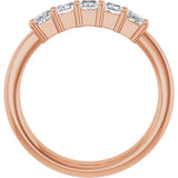 14K Gold Square Lab-Grown Diamond Shared-Prong Five-Stone Anniversary Band – 1/2–1 3/8 CTW - Rose Gold - view 2