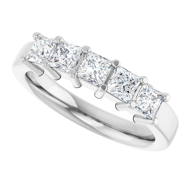 Platinum Square Natural Diamond Shared-Prong Five-Stone Anniversary Band – 1/2–1 CTW - view 5