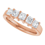 14K Gold Square Lab-Grown Diamond Shared-Prong Five-Stone Anniversary Band – 1/2–1 3/8 CTW - Rose Gold - view 5