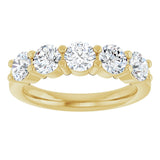 14K Gold Round Lab-Grown Diamond Shared-Prong Five-Stone Anniversary Band – 4.4 mm Stones - Yellow Gold - view 3