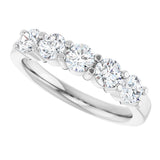 Platinum Round Natural Diamond Shared-Prong Five-Stone Anniversary Band – 2.5 mm Stones - view 5