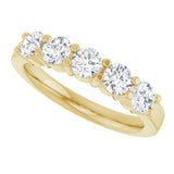 14K Gold Round Natural Diamond Shared-Prong Five-Stone Anniversary Band – 2.5 mm Stones - Yellow Gold - view 5