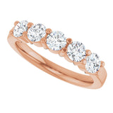 14K Gold Round Lab-Grown Diamond Shared-Prong Five-Stone Anniversary Band – 3.75 mm Stones - Rose Gold - view 5