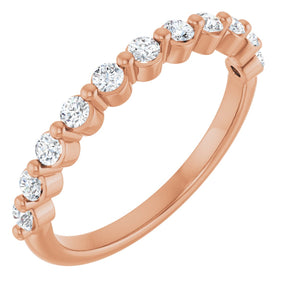 10K Gold Round Natural Diamond Shared-Prong Anniversary Band – 1/5–5/8 CTW - Rose Gold