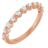14K Gold Round Natural Diamond Shared-Prong Anniversary Band – 1/5–9/10 CTW - Rose Gold