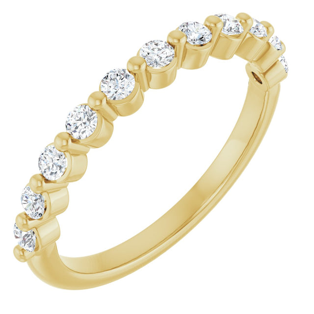 10K Gold Round Lab-Grown Diamond Shared-Prong Anniversary Band – 1/5–5/8 CTW - Yellow Gold