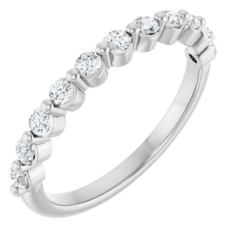 Platinum Round Lab-Grown Diamond Shared-Prong Anniversary Band – 2 mm Stones
