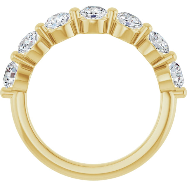 10K Gold Round Natural Diamond Shared-Prong Anniversary Band – 3/4–1 1/2 CTW - Yellow Gold - view 2