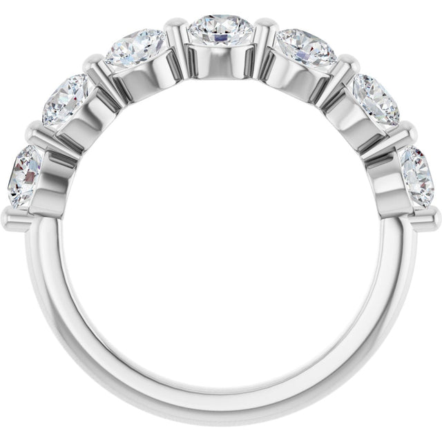 10K Gold Round Natural Diamond Shared-Prong Anniversary Band – 3/4–1 1/2 CTW - White Gold - view 2
