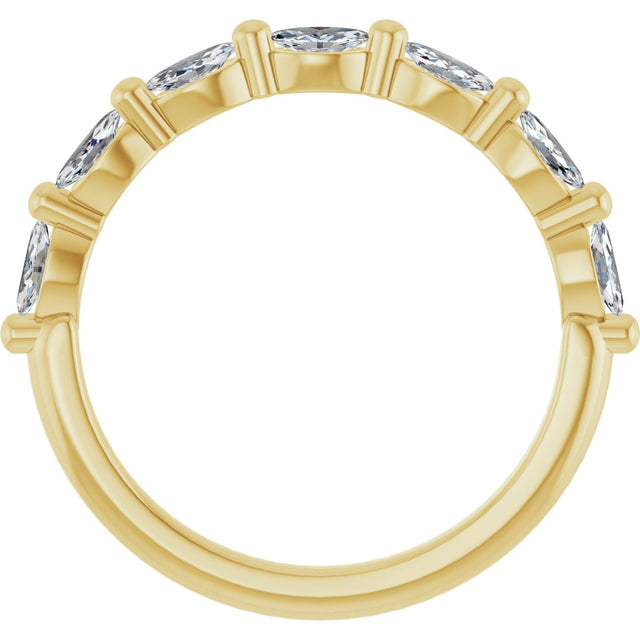 14K Gold Marquise Lab-Grown Diamond Shared-Prong Anniversary Band – 1/4–3/4 CTW - Yellow Gold - view 2