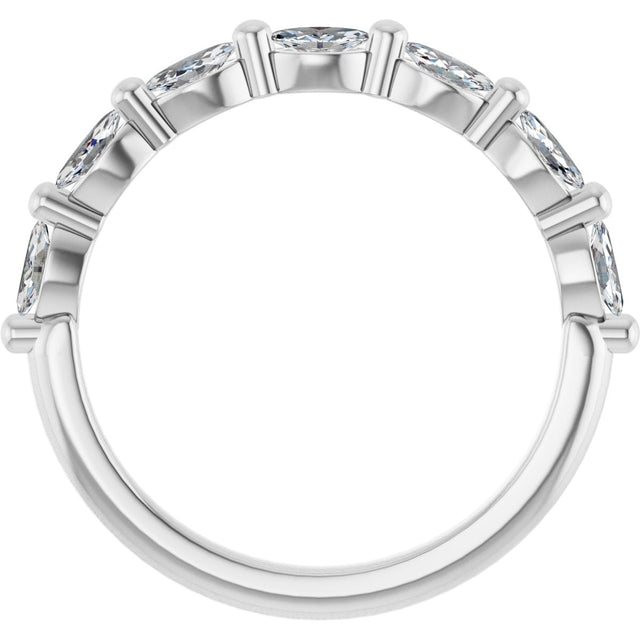 Platinum Marquise Natural Diamond Shared-Prong Anniversary Band – 1/4–1 CTW - view 2