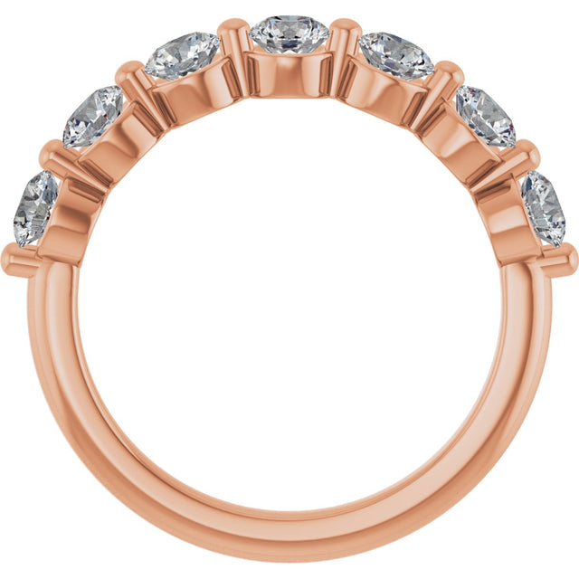 10K Gold Round Lab-Grown Diamond Shared-Prong Anniversary Band – 9/10–1 1/3 CTW - Rose Gold - view 2