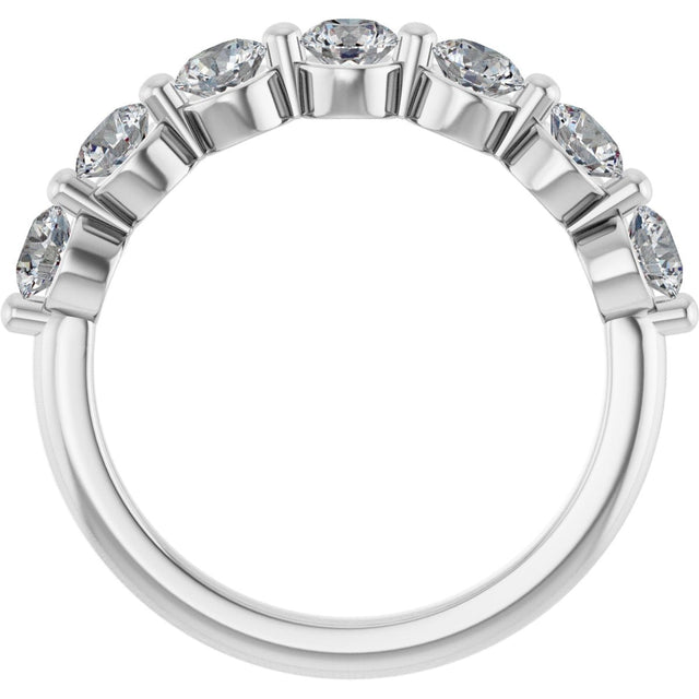 Platinum Round Lab-Grown Diamond Shared-Prong Anniversary Band – 3.5 mm Stones - view 2