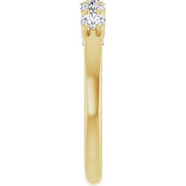 14K Gold Round Natural Diamond Shared-Prong Five-Stone Anniversary Band – 3 mm Stones - Yellow Gold - view 4