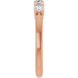14K Gold Round Natural Diamond Shared-Prong Five-Stone Anniversary Band – 3 mm Stones - Rose Gold - view 4