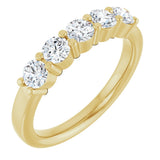 14K Gold Round Lab-Grown Diamond Shared-Prong Five-Stone Anniversary Band – 3.5 mm Stones - Yellow Gold