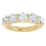 14K Gold Round Lab-Grown Diamond Shared-Prong Five-Stone Anniversary Band – 5.2 mm Stones - Yellow Gold - view 3