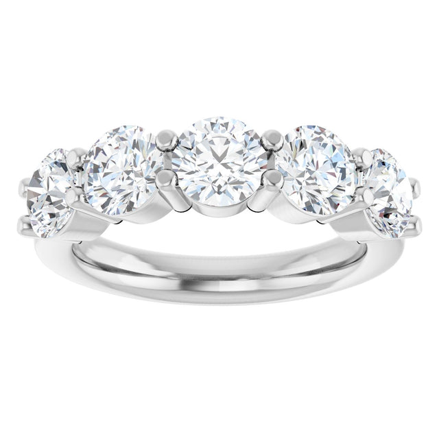 Platinum Round Natural Diamond Shared-Prong Five-Stone Anniversary Band – 5.2 mm Stones - view 3