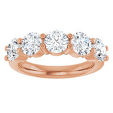 14K Gold Round Lab-Grown Diamond Shared-Prong Five-Stone Anniversary Band – 5.2 mm Stones - Rose Gold - view 3