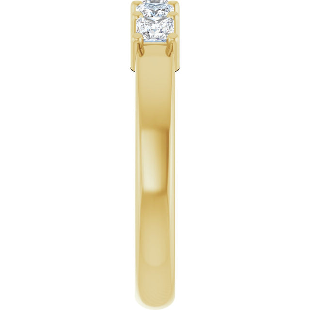 14K Gold Square Natural Diamond Shared-Prong Five-Stone Anniversary Band – 1/2–1 CTW - Yellow Gold - view 4