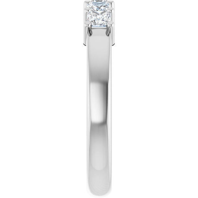 14K Gold Square Lab-Grown Diamond Shared-Prong Five-Stone Anniversary Band – 1/2–1 3/8 CTW - White Gold - view 4