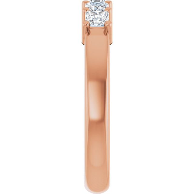 14K Gold Square Lab-Grown Diamond Shared-Prong Five-Stone Anniversary Band – 1/2–1 3/8 CTW - Rose Gold - view 4