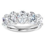 Platinum Oval Lab-Grown Diamond Shared-Prong Five-Stone Anniversary Band – 7x5 mm Stones - view 3