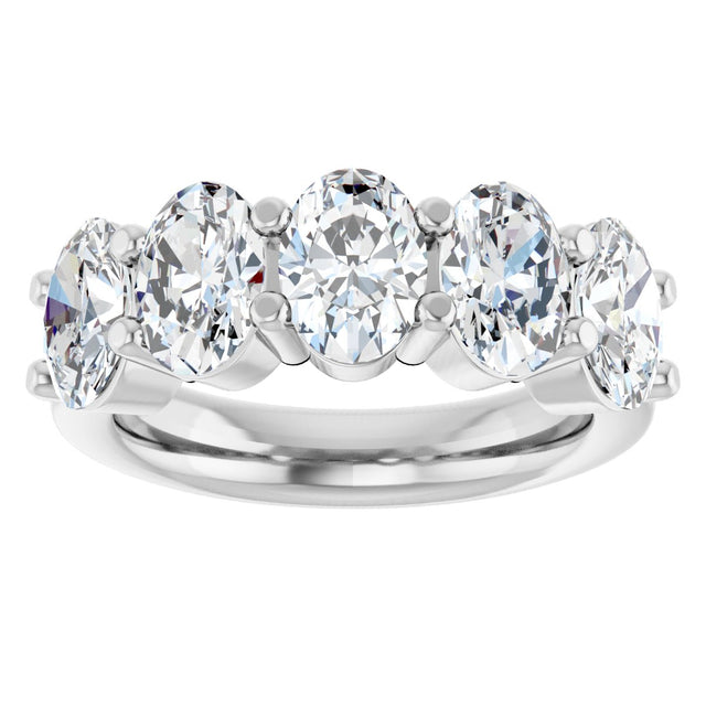 Platinum Oval Lab-Grown Diamond Shared-Prong Five-Stone Anniversary Band – 7x5 mm Stones - view 3