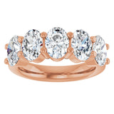 14K Gold Oval Lab-Grown Diamond Shared-Prong Five-Stone Anniversary Band – 7x5 mm Stones - Rose Gold - view 3