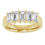 14K Gold Emerald Lab-Grown Diamond Shared-Prong Five-Stone Anniversary Band – 1 3/4–3 1/4 CTW - Yellow Gold - view 3